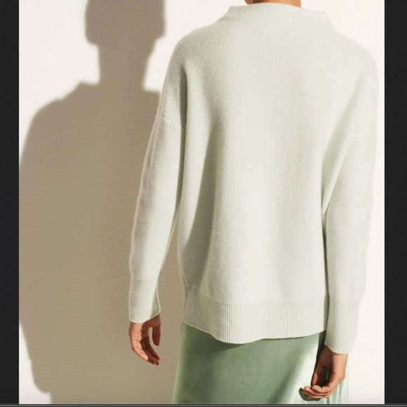 NWT Vince Plush Cashmere Funnel Neck Sweater in Aloe - Picture 7 of 10